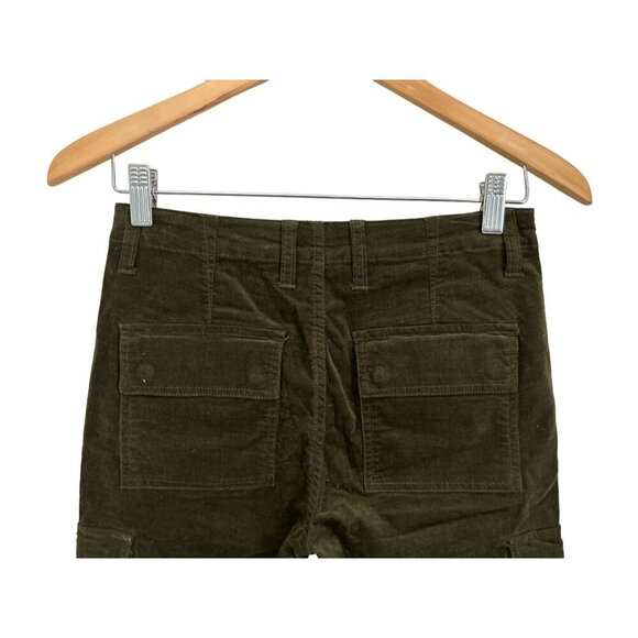 Vince Skinny Corduroy Cargo Pants Cotton Dark Green Pockets Size 0 - Picture 7 of 11